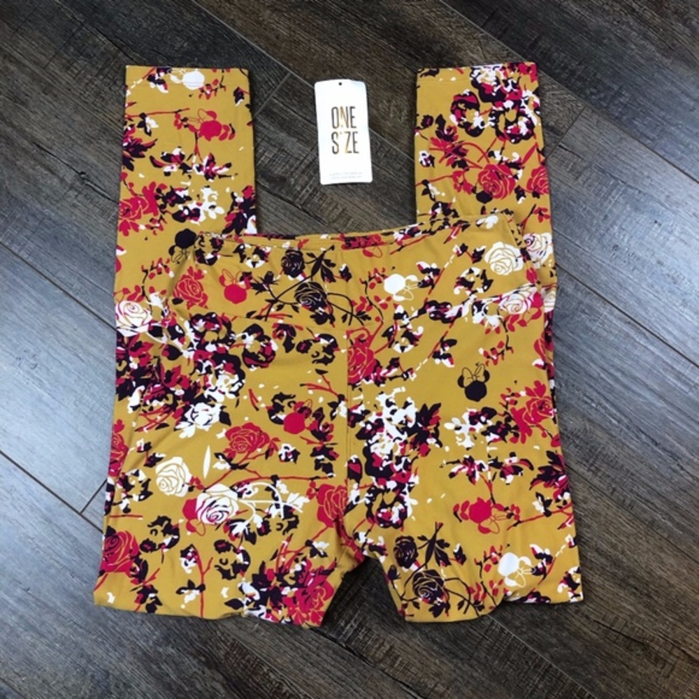 Disney Lularoe Minnie Mouse Floral Leggings OS